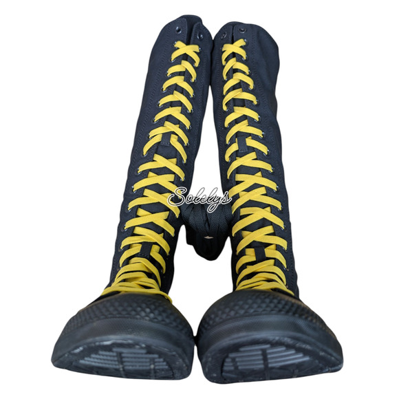 Converse CTAS XXHI Black Yellow Custom Elastic Lace Knee High Sneaker Womens 8.5 - Picture 10 of 10
